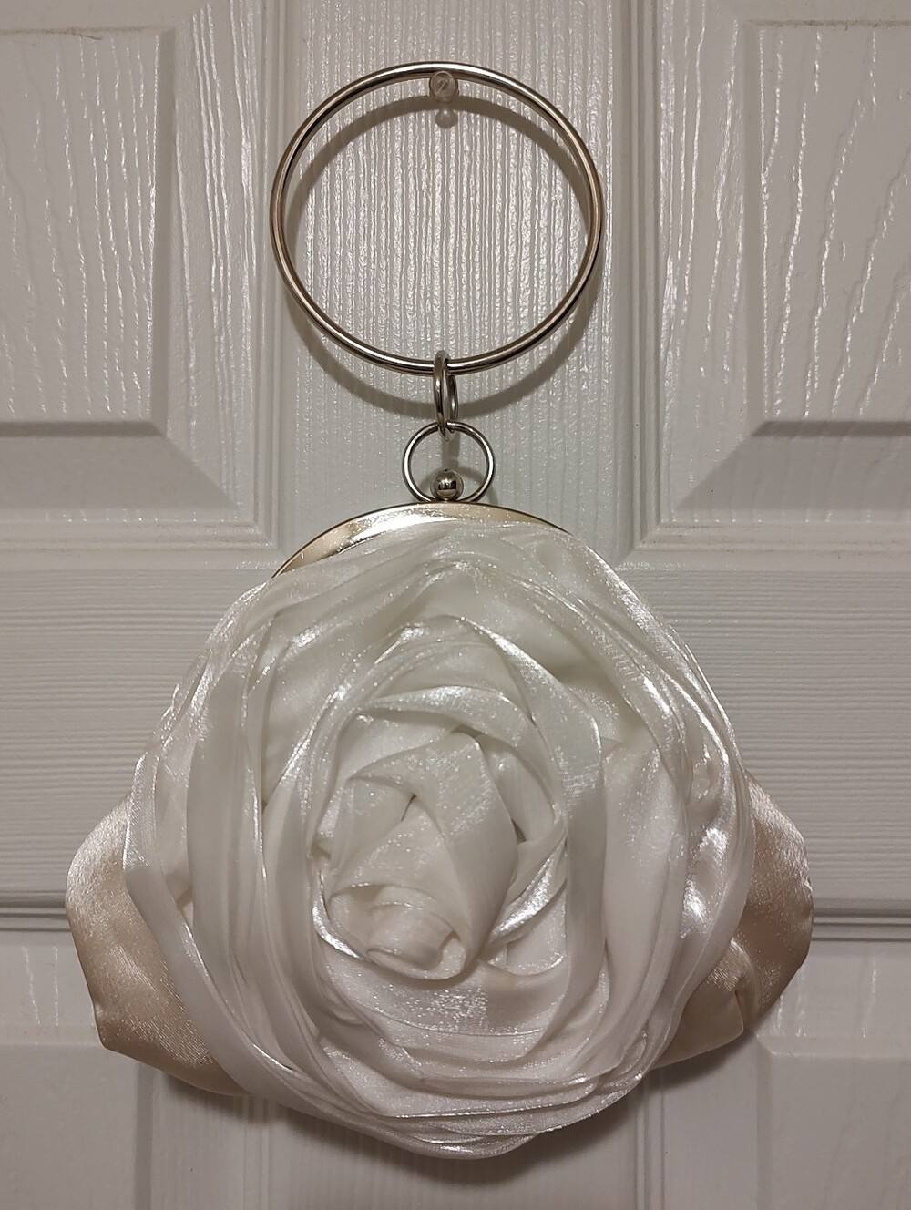 Ivory Rose Satin Wristlet Clutch